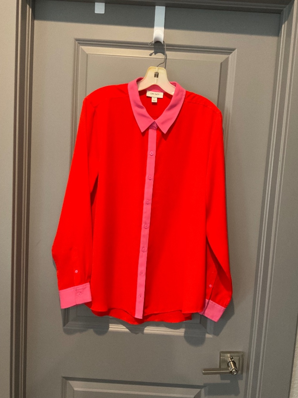 Button down blouse orange and pink